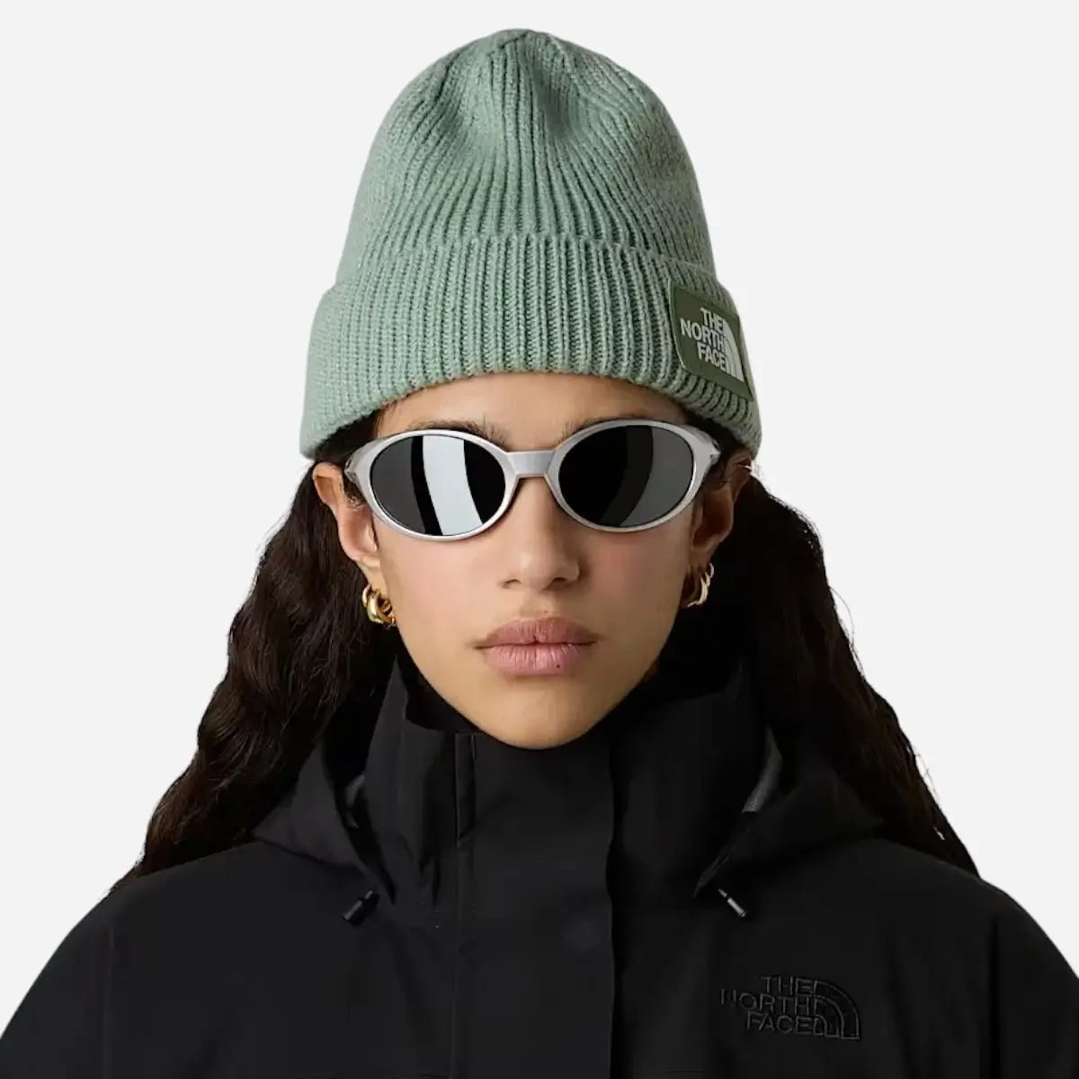 The North Face Berretto con risvolto e logo box TNF Grey Slate Moss