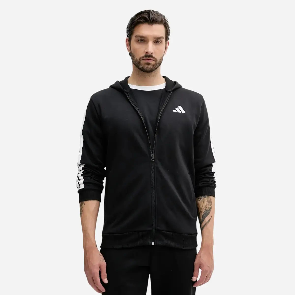 Adidas Tuta Colorblock Fleece 3 stripes FL Black / White