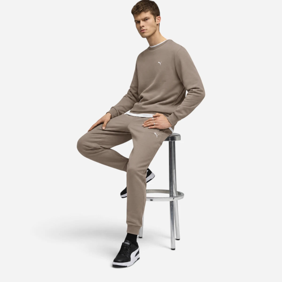 PUMA Tuta Uomo Essentials Elevated Girocollo Tortora