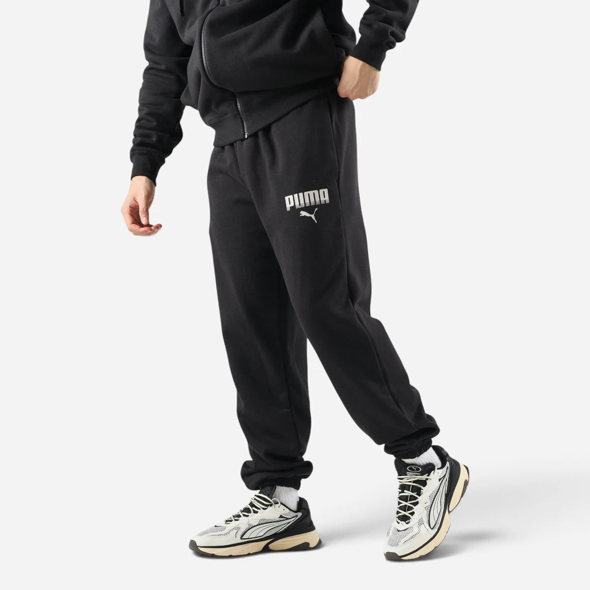 PUMA Tuta Uomo Essentials Graphic Hoodie Black